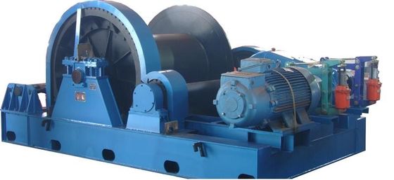 Lebus Grooves Drum Type Electric Rope Winch With Planetary Gear And Weldment Connection